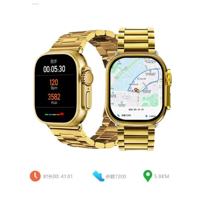 M9 Ultra Max Gold Smartwatch Map show