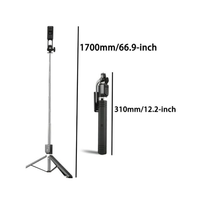 BD-17 Selfie Stick & Tripod Size Details